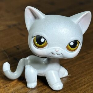 Vintage Littlest Pet Shop LPS Shorthair Short Hair Cat 138 Grey White Kitten
